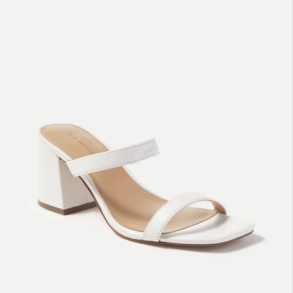 Ann Taylor Fiona Leather Block Heel Sandals